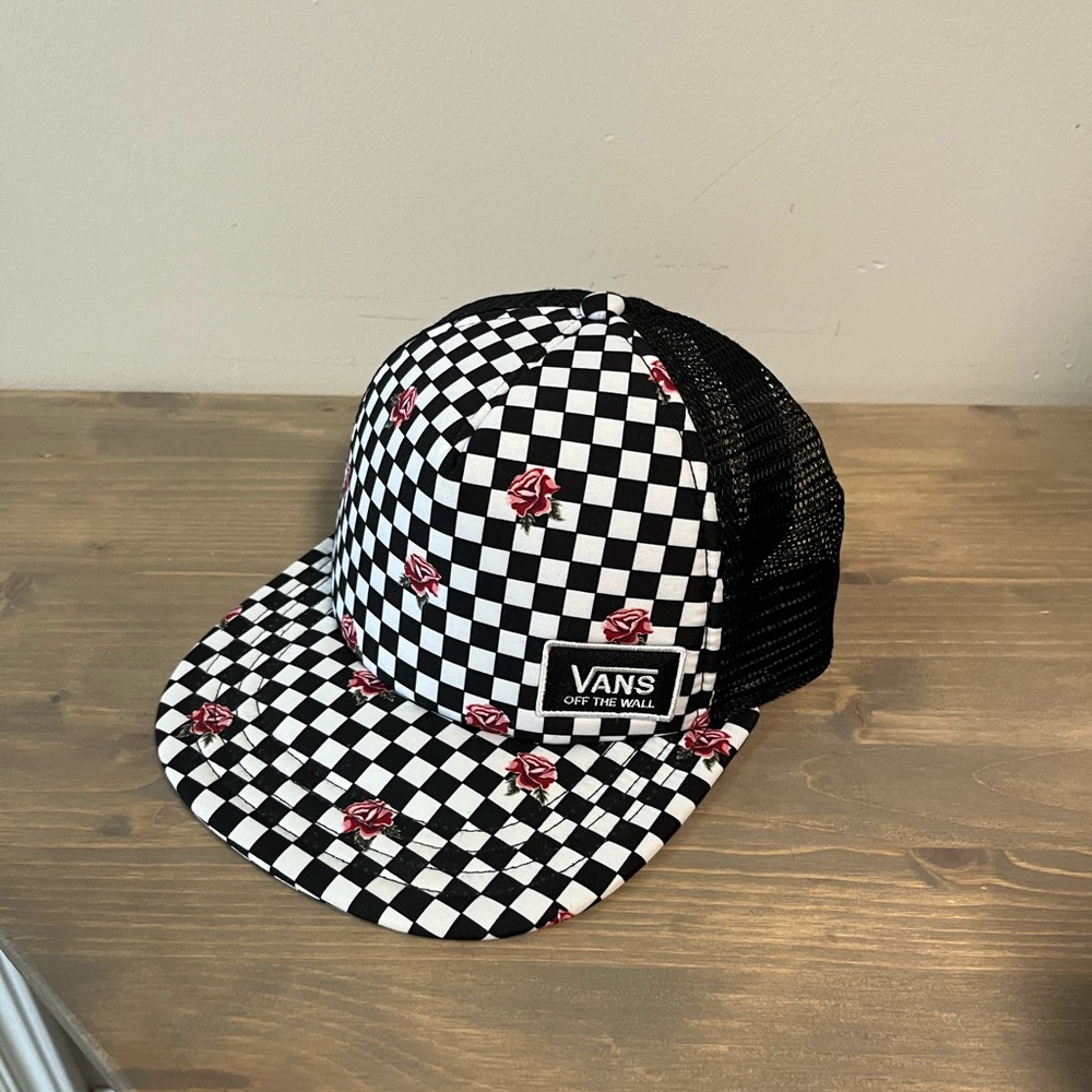 Vans Kids Checkered Cap - Black and White